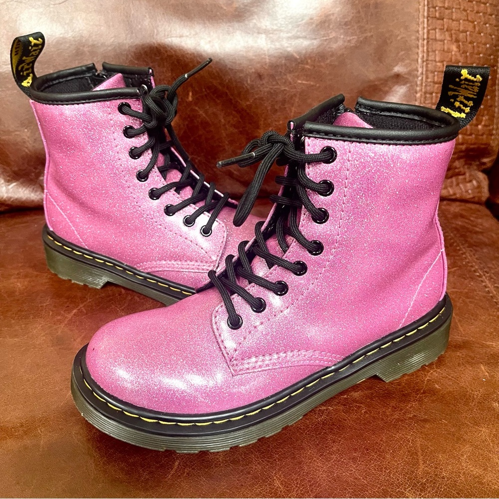 Dr.Martens Iconic 1460 Sparkly Color-Shifting Glitter Junior Boots In Pink Color - Picture 14 of 14